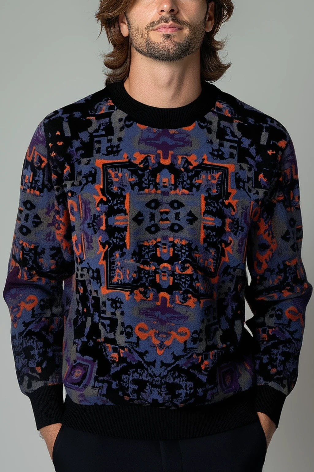 بافت یقه گرد ژاکارد - تصویر 1